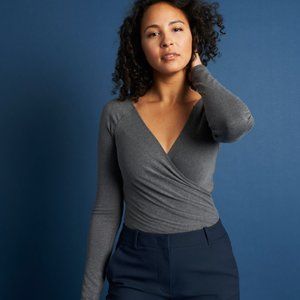 Kit and Ace Crossover Bodysuit in Heather Charcoal